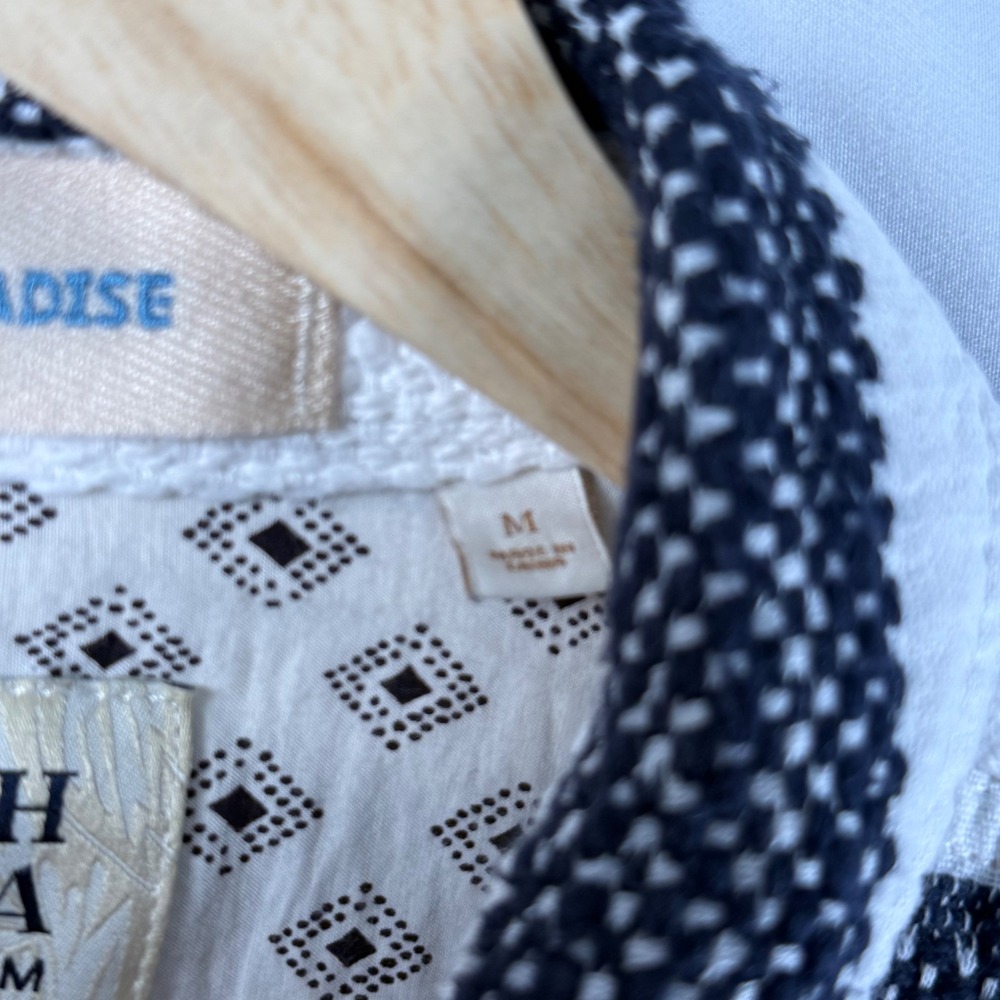 Scotch &‎ Soda Mens M Basketweave Voile Shirt Striped Cotton Linen Long Sleeve - Picture 5 of 10